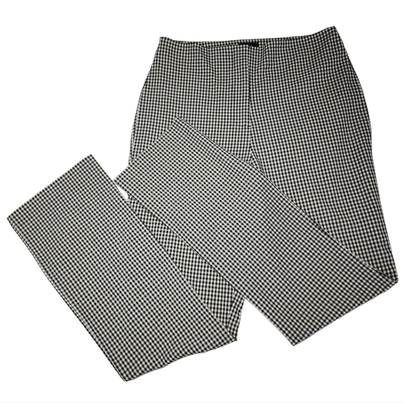 Nicole Miller Womens Pants Black And White Plaid High Waisted Split Leg Size 8 - Picture 5 of 15